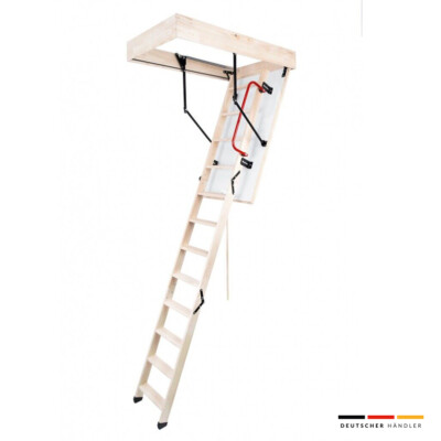 Oman Dachbodentreppe Holz Leiter - Termo PS inkl. Handlauf und Kunststoff-Füße