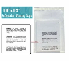 500 10x13 Self Seal Suffocation Warning Clear Poly Bags 1.5 mil -ST ShipMailers
