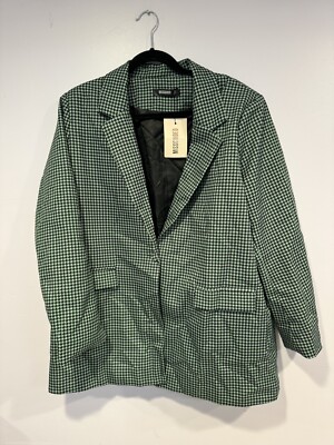 NWT green houndstooth Misguided oversized blazer size 12