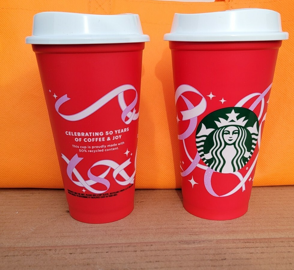 pair of 2021 new starbucks 50th anniversary red cup reuseable 16 oz.  tumbler | eBay
