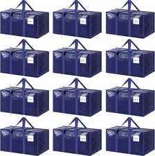 12 Pack Extra Heavy Duty Large Moving Bags with Strong Zipper & Comfortable Hand
