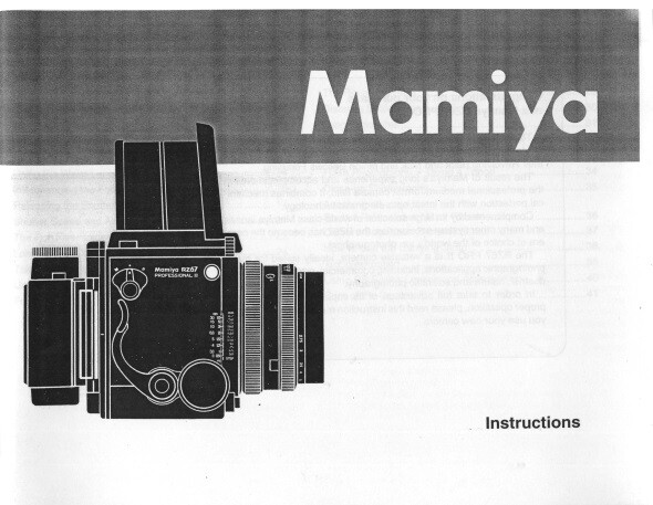 Mamiya RZ67 Pro II Instruction Manual Reprint