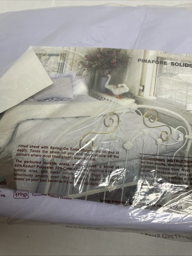 Vintage Deadstock Springmaid Light Blue Percale Double Bed Fitted Sheet - Picture 5 of 6