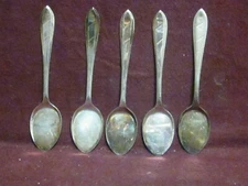 SET of 5   EPNS CL SHEFFIELD ENGLAND  TEASPOONS  5" No Mono