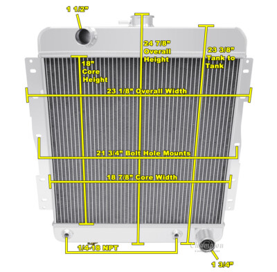 2 Row Aluminum Champion Radiator for 1958 Chevrolet Bel Air V8 Engine #EC1661
