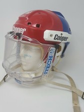 Cooper SK2000 S Red & Blue HABS Vintage Hockey Helmet w/ ITECH II Visor Shield