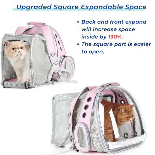 Pet Carrier Backpack, Bubble Backpack Carrier, Cats and Dual Expandable-Pink - Picture 4 of 7