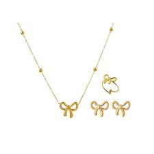 Christmas Earrings Necklace for Women Xmas Jewelry Set Dainty Bow Stud Earrin...