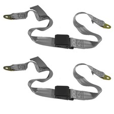 2 Universal Safety Adjustable 2 Point Lap Belt W Flat Black Buckle Car Vw Gray