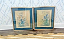 2 Vintage Framed Prints by Marion Godlewski – Floral with Iris Flowers  21” x 25