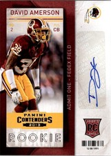 2013 Panini Contenders #130A David Amerson RC Auto - NM-MT