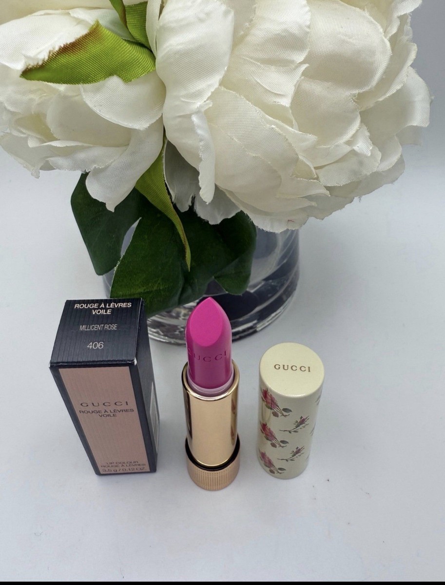 GUCCI Rouge A Levres Voile Lip Colour 406 Millicent Rose 0.12 Oz