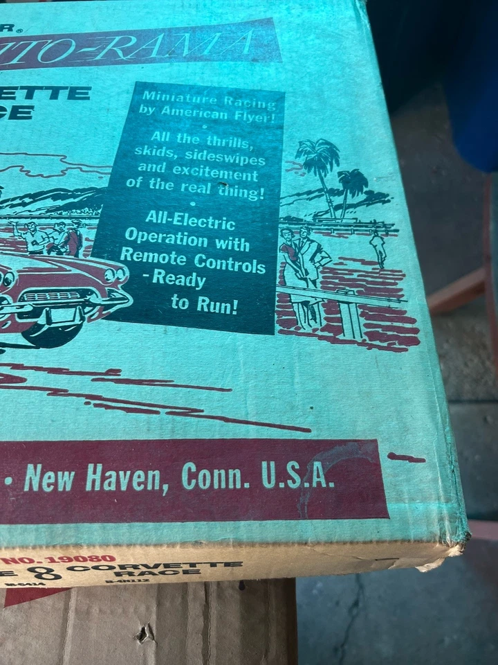 Figura 8 Corvette Race Set Nº 19080 vintage 1960 A.C. Gilbert Auto-Rama con caja Foto 4 de 4