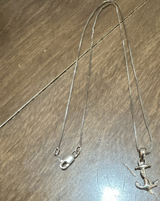 Sterling Silber 925 Anker Anhänger & Box Kette Halskette 10 Zoll Maritim Charm