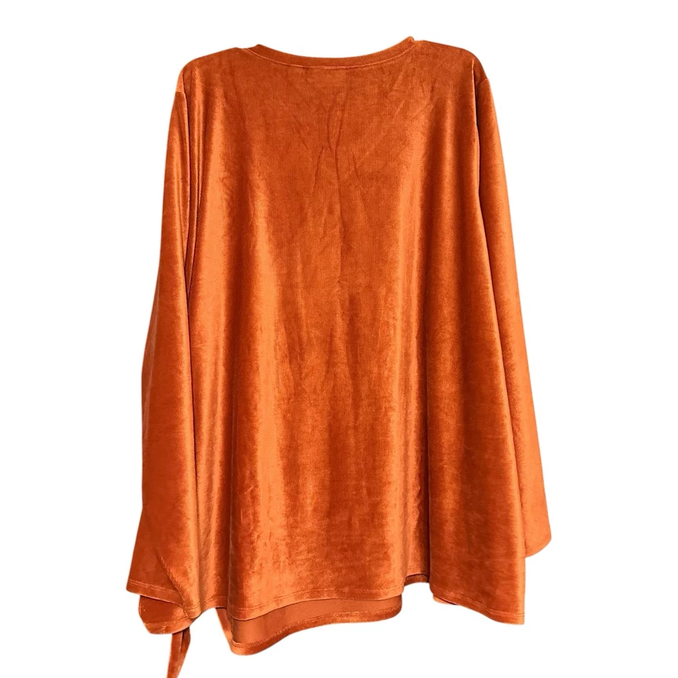 Belle by Kim Gravel Velvet Corduroy V-Neck Grommet Side Tie Top 5X - Image 3 of 4