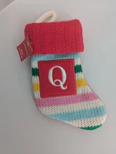 New 8" Mini Wondershop Knit Monogram Stocking Stripe Initial Target Q