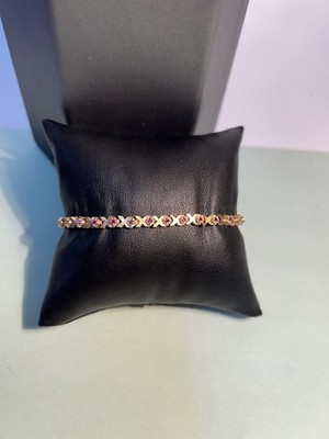 Gelbgold Rubin Tennis Armband XOXO Muster 7'' Sicherheitsverschluss*