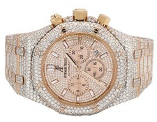 Mens Audemars Piguet 18K Rose Gold Royal Oak 41MM Full VS Diamond Watch 31.75 Ct 5
