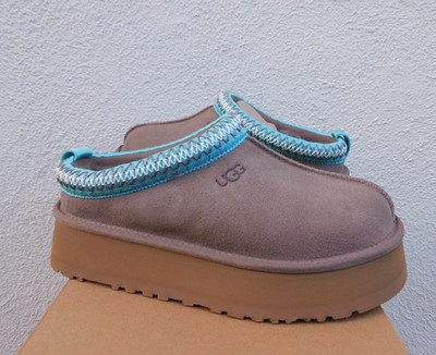UGG TAZZ II CARIBOU/ SAPPHIRE SUEDE/ WOOL PLATFORM SLIPPERS SHOES, US 9/ 40 ~NIB