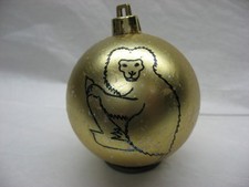 NEW HANDPAINTED GOLDEN LION TAMARIN UNBREAKABLE GOLD CHRISTMAS ORNAMENT 2 1/2