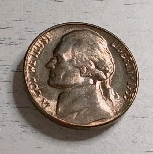 1955-P BU Copper Toned Jefferson Nickel -Low Mintage (7.8 Mil
