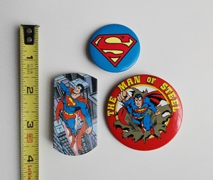 VINTAGE 80s SUPERMAN PROMO BUTTON LOT DC COMICS 1982 BYRNE THE MAN OF STEEL PIN