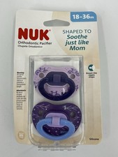 NUK Orthodontic Pacifiers 18-36M 2-Pack Silicone BPA Free Soothing Purple