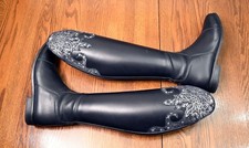 Kingsley, dress boots, silver floral top, nav...