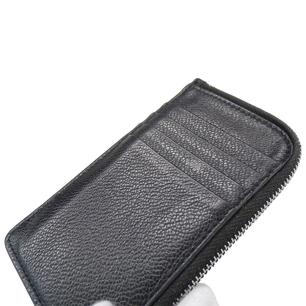 Prada Card Case Unisex Vitello Micro Grain Leather Black Silver Metal thumbnail 10