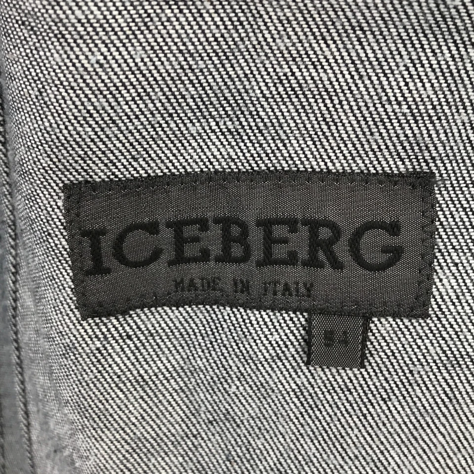 Iceberg Jeans Hombre Chaqueta 54 Azul Índigo Manga Larga Botón Bolsillo Deporte Italia Foto 3 de 4