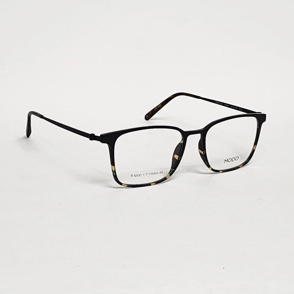 Gafas cuadradas de titanio ultraligeras MODO 7023 para hombre en negro mate/grn tort | 52 mm Foto 3 de 4