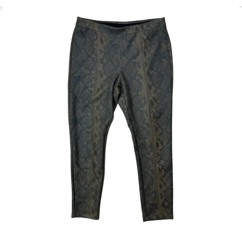 Pantalones ajustados Philosophy L marrón oliva estampado piel de serpiente imitación cuero nuevos con etiquetas - Imagen 9 de 10