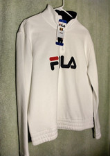 Fila Sport Sweatshirt Womens Size L White Peace Zip Long Sleeve Mock Neck NWT