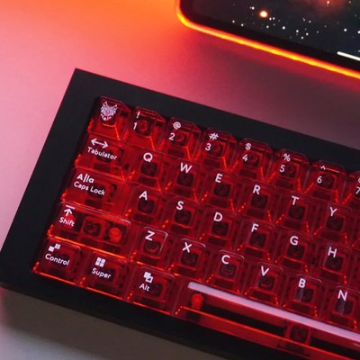 mintcaps Crystal Clear Keyboard Keycaps Transparent PC Cherry red keycaps 