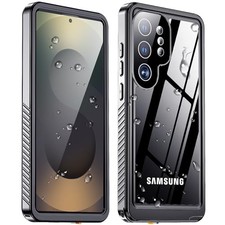 Samsung S25 Ultra 6.9 inch-Black Waterproof IPX8 Case Full Body Shockproof Clear
