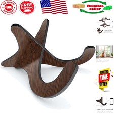 Travel-Friendly Black Walnut Violin Stand with Anti-Slip Padding - Compact