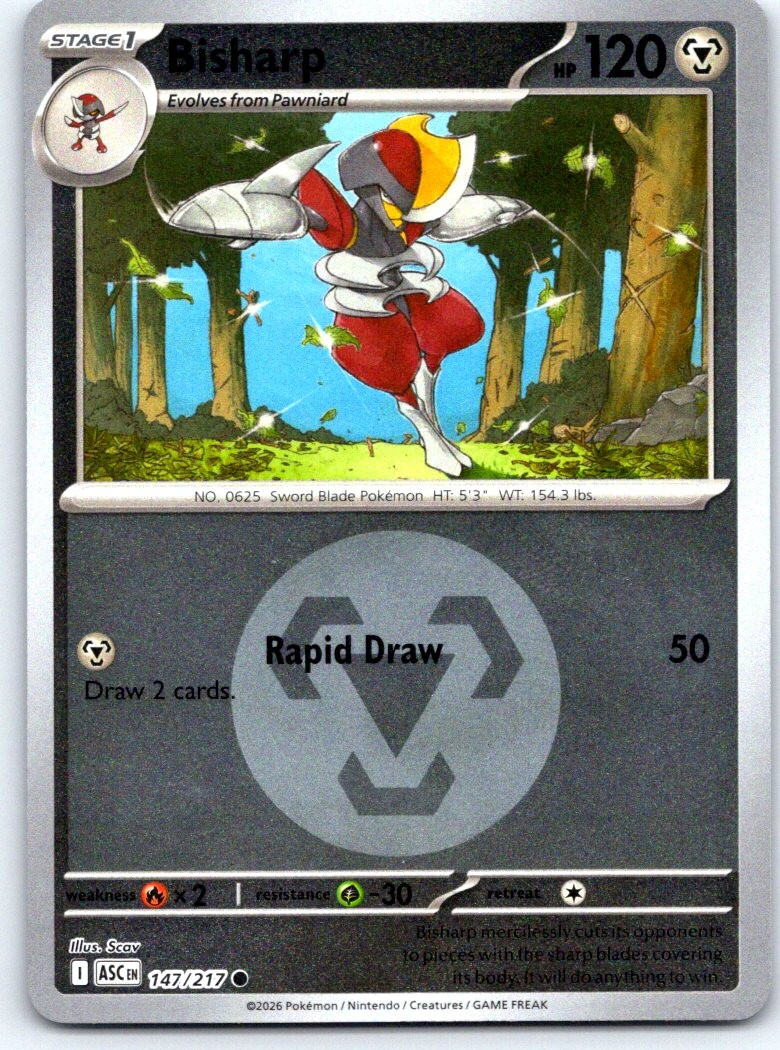 Bisharp (Energy Symbol Pattern) 147/217 Ascended Heroes Pokemon Reverse Holo NM