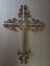 Decorative Brown Cross Wrought Iron Wall Deco...