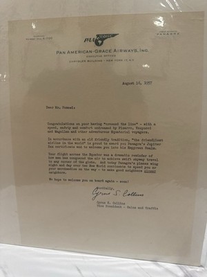 1957 Pan American Grace Airways Panagra Letter Crossed Equator Signed 