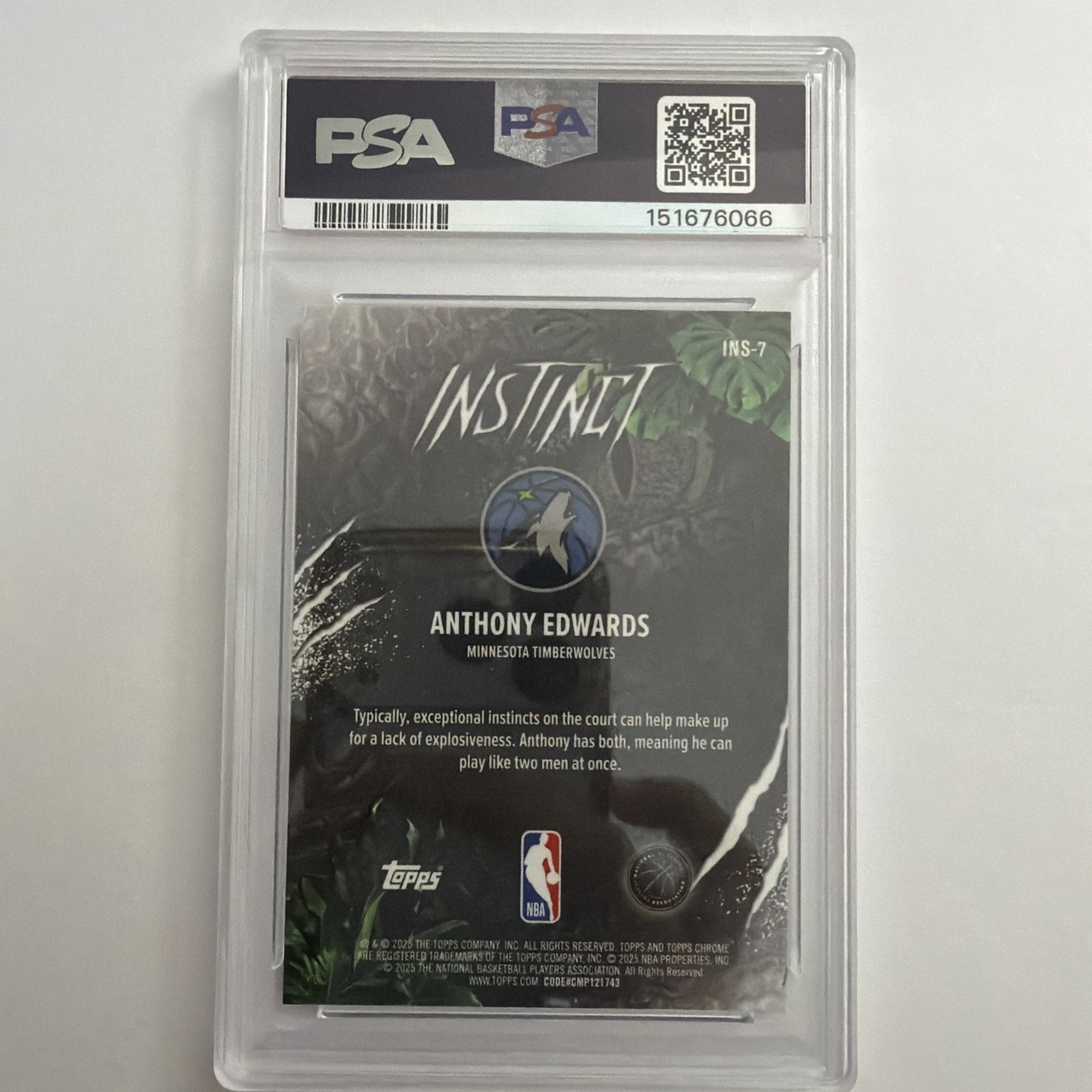 2025-26 Topps Chrome Anthony Edwards #INS-7 Instinct PSA 10 view 2