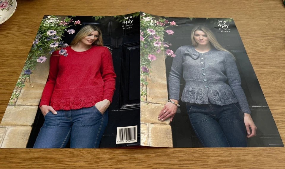 King Cole Knitting Pattern 3418. 4 Ply. 81-107cm. Cardigan & Sweater - Image 4 of 4