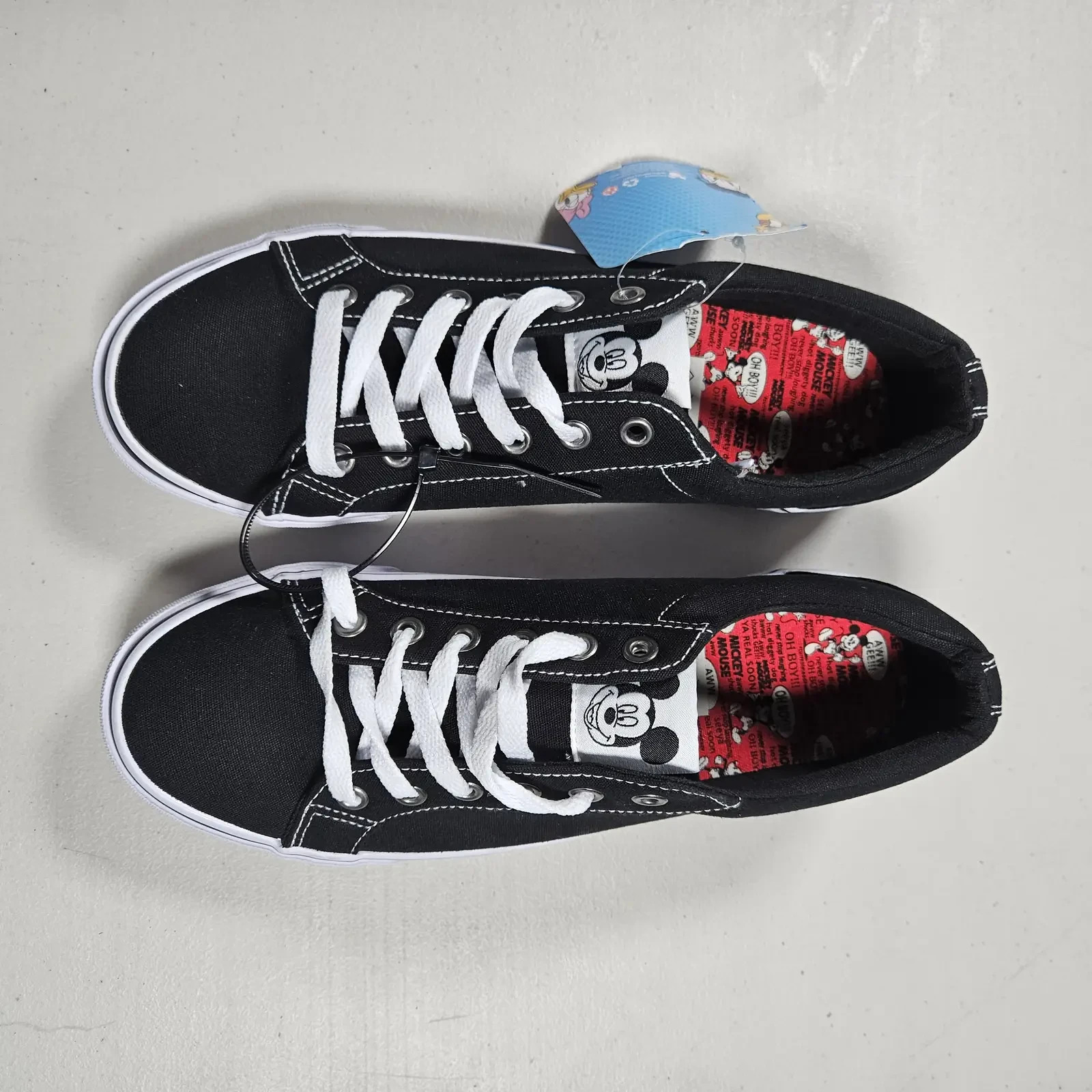 Disney Mickey Mouse Trainers UK 6 Black White Canvas Shoes Low Top New Tags image 2