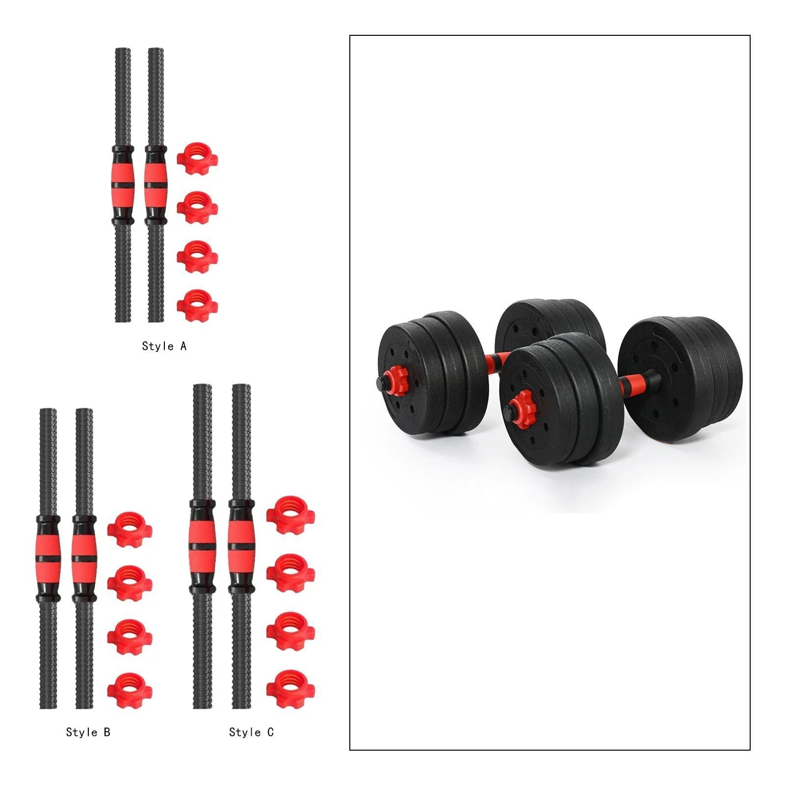 2x Dumbbell Rod Dumbellsweights Set Easy to Install Stainless Steel Barbell