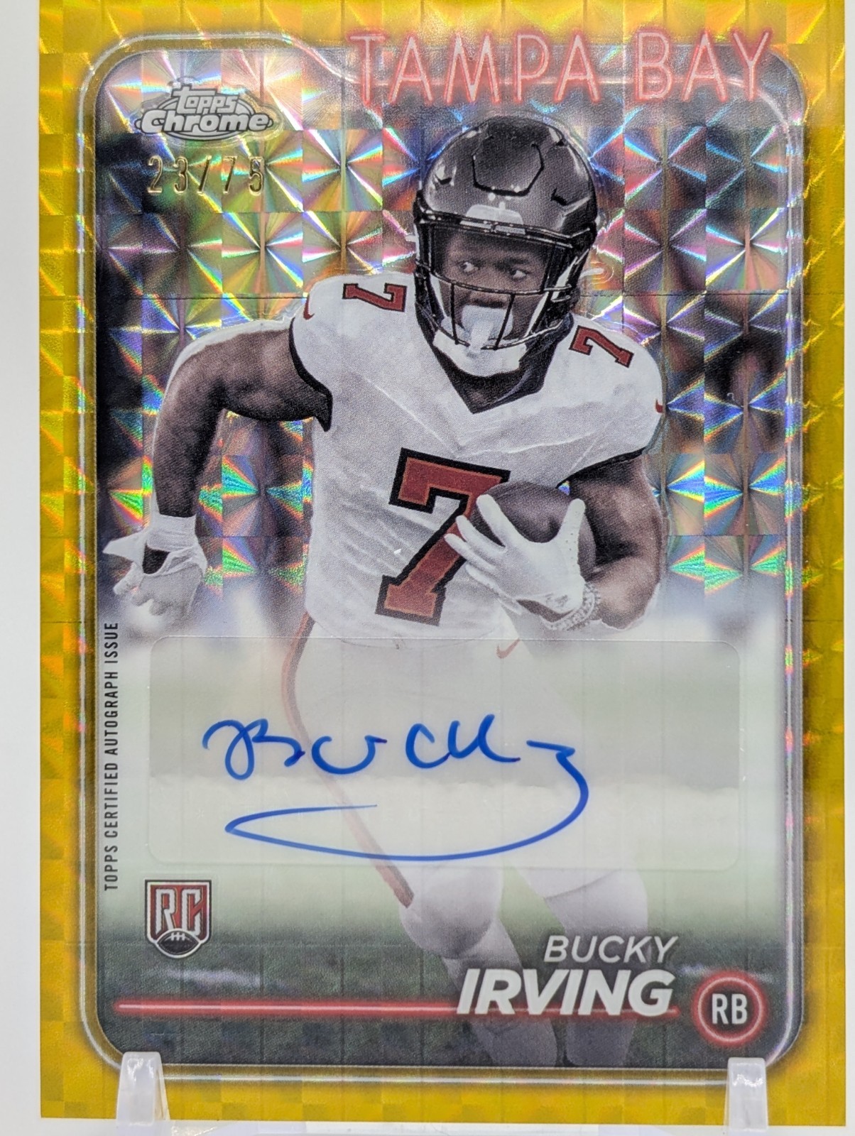 2024 Bucky Irving Topps Chrome Yellow Geometric Auto 23/75 RC