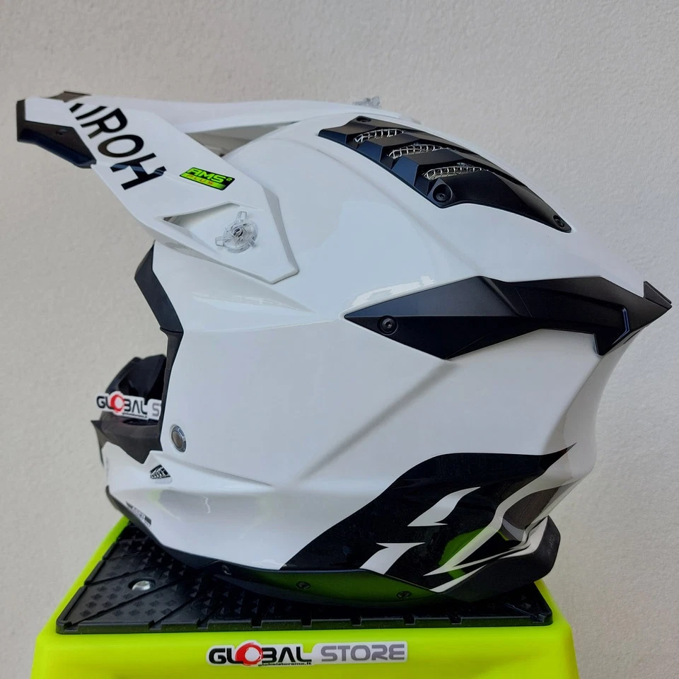 Casque Homme Airoh Aviator 3 Couleur Blanc Brillant Motocross Enduro - Photo 4/4