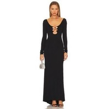 Alice + Olivia Women's Black Kalena Embellished Cutout Maxi Dress Size 14 NWOT