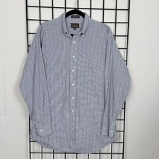 Vintage Chaps Ralph Lauren Gingham Pinpoint Oxford Shirt Mens 16.5 34/35 Blue 