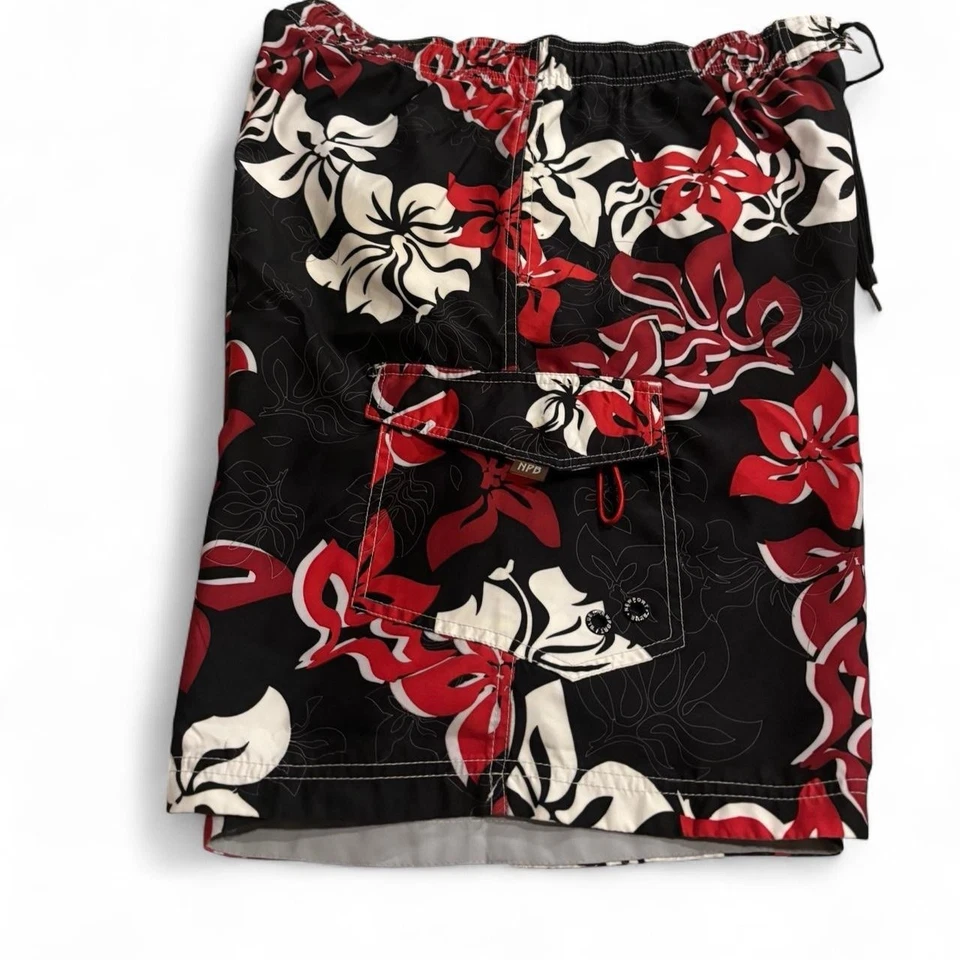 Newport Azul Board Shorts Bañador Floral Hawaiano Y2K Rojo Negro Talla XL Raro Foto 4 de 4