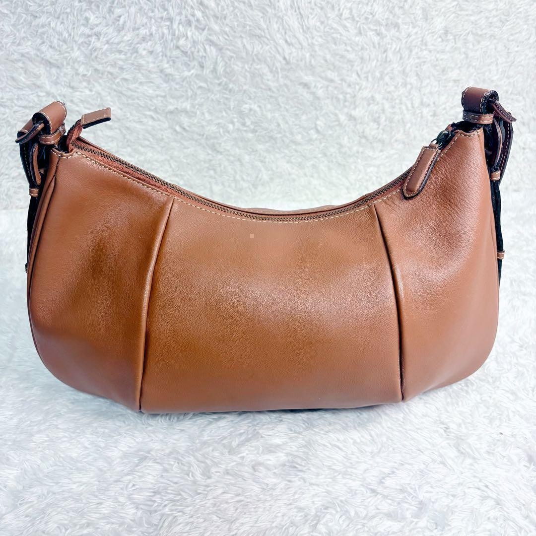 Tsuchiya Kaban Half Moon Shoulder Bag Leather Brown Womens Used From Japan