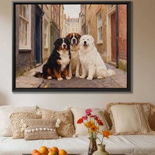 Oil Painting Dog Artwork Bernese Mountain Dog Canvas Living Room Decor Print